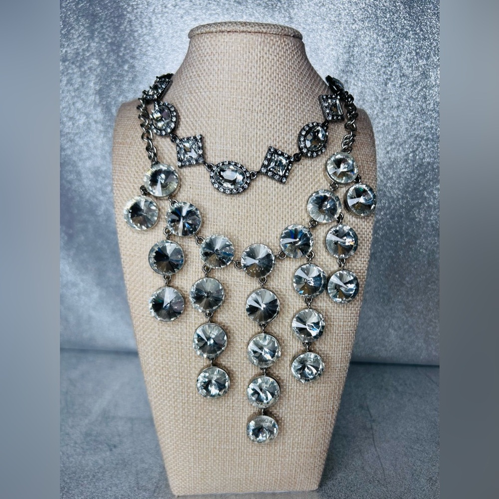 Chunky Rhinestone Statement Blingy Necklace & Earrings 4pc Bundle Set New NWT